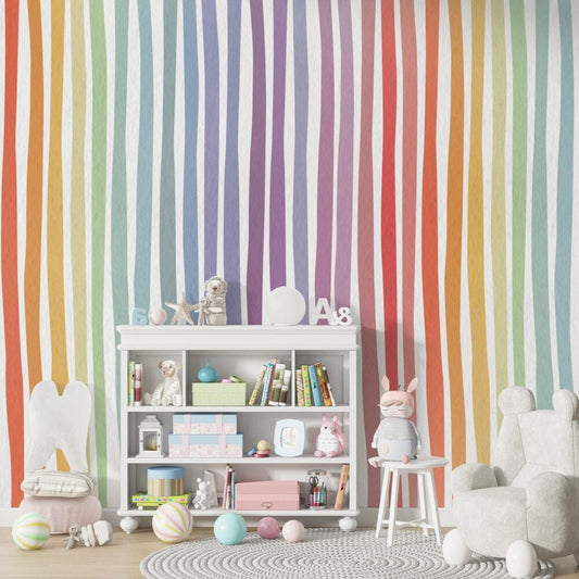 Cartoon Rainbow children pattern wallpaper, Fun Kid Mural Illustration Wallpaper Nursery, Art Child Wallpaper, Peel and Stick Baby Wallpaper