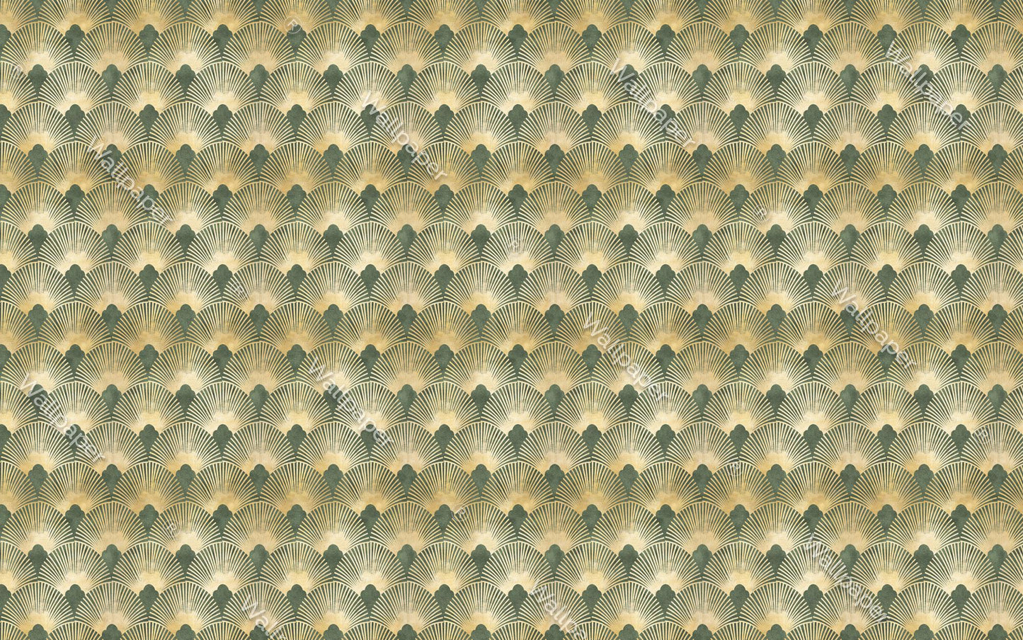 Green and Gold Geometric Pattern Wallpaper, Abstract Wallpaper with Vintage Pattern, Boho Style Wallpaper, Design Modern Pattern Wallpaper