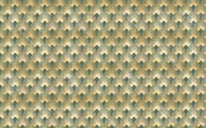 Green and Gold Geometric Pattern Wallpaper, Abstract Wallpaper with Vintage Pattern, Boho Style Wallpaper, Design Modern Pattern Wallpaper