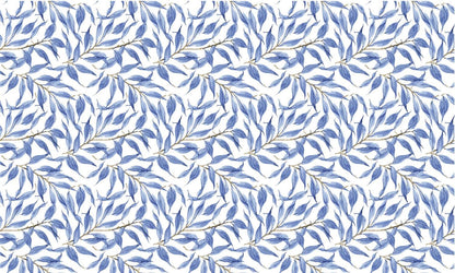 Blue Leaves Watercolor Wallpaper, Bohemian Wallpaper, Leaf Mural, Botany Peel and Stick Wallpaper, Stylish Room Design, Blue Ivy Wallpaper