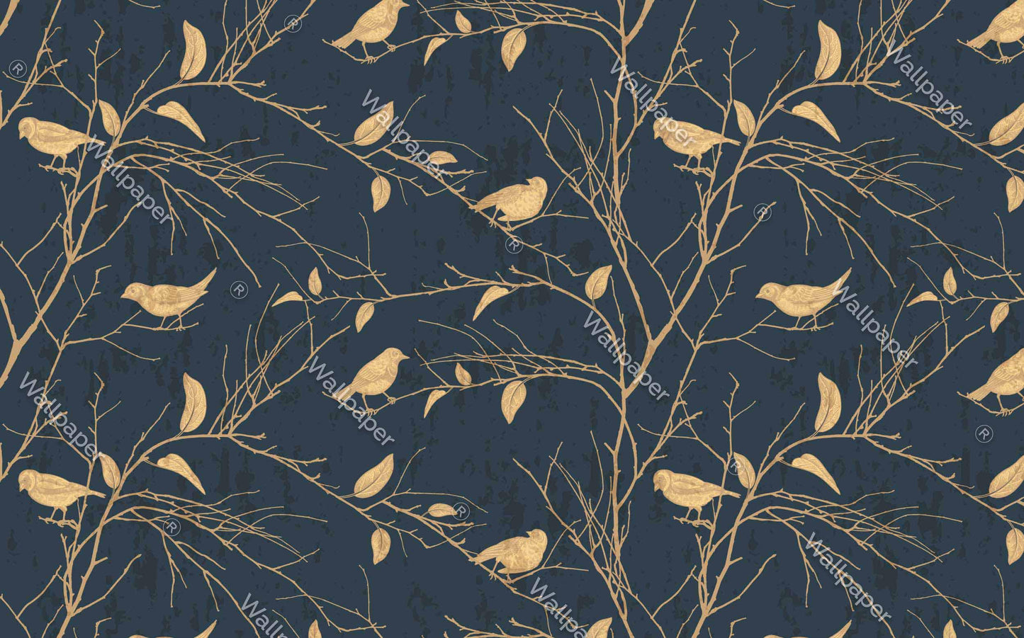 Yellow Birds Chinese Pattern Wallpaper, Nature Illustration Wallpaper, Botany Mural, Peel and Stick Wallpaper, Stylish Room Design