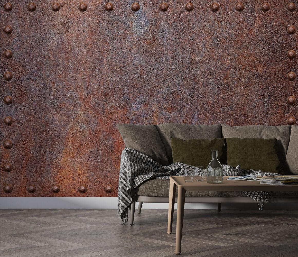 Spotted Rusty Iron Wallpaper, Drawwing Wallpaper, Dark Wallpaper, Modern Mural, Peel and Stick Wallpaper, Textured Wallpaper, Wall Design