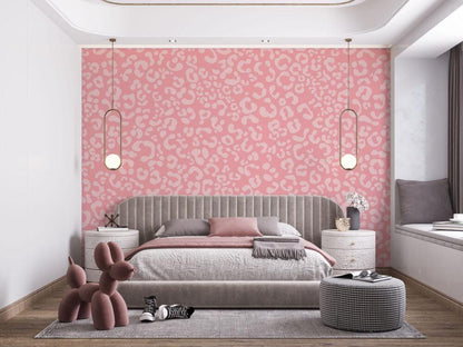 Pink Leopard Pattern Kids Wallpaper, Wallpaper Nursery, Child Wallpaper, İllustration Baby Wallpaper, Fun Wallpaper, Wallpaper for School