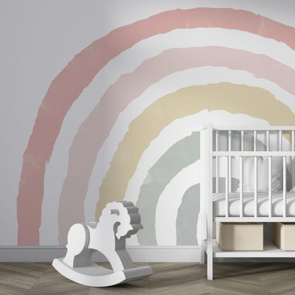 Rainbow Kids Wallpaper For Kidsroom in Light Shades, Soft Wallpaper Nursery, Child Wallpaper, Peel and Stick Wallpaper, Baby Girl Wallpaper