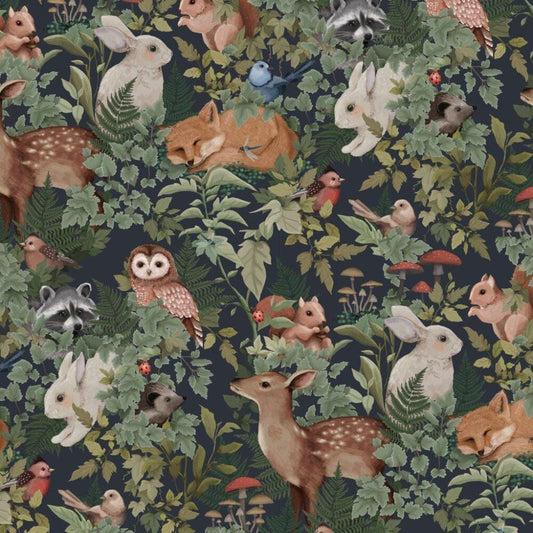 Jimmy Cricket Pattern Wallpaper in Dark Colors, illustration Wallpaper Nursery, Peel and Stick Wallpaper, Watercolor Rabbit Child Wallpaper