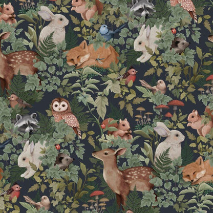 Fleur Harris x Jimmy Cricket Rabbit Kids Wallpaper - Dark Watercolor Nursery Mural
