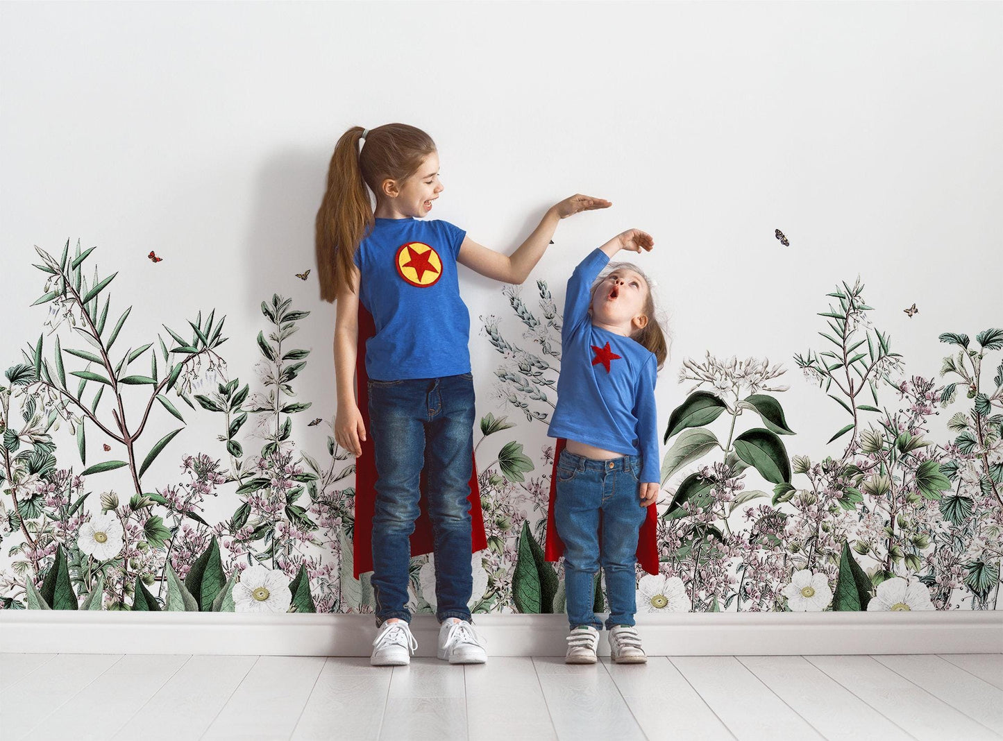 Botanical Garden Plants Flower Wallpaper, Illustration Wallpaper, Peel Stick Watercolor Wallpaper, Mini Flowers Wallpaper, Flowers Mural
