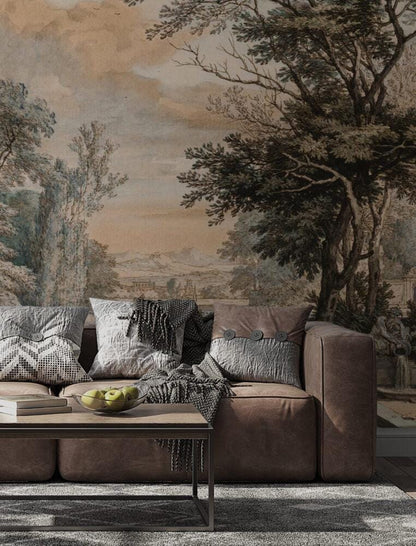 Ancient Rome Wallpaper, Bohemian Wallpaper, Trees Mural Peel and Stick Wallpaper, Antique Wallpaper, Nostalgic Wallpaper, Drawwing Wallpaper