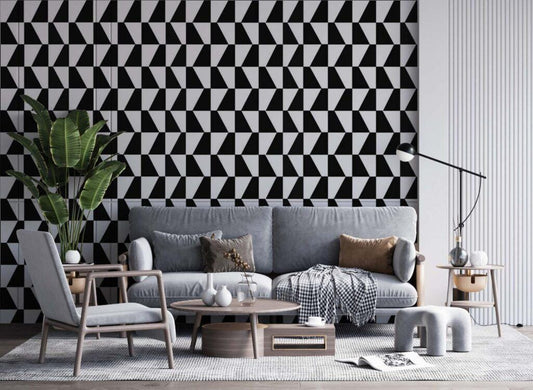 Black and White Square Pattern 3D Wallpaper, Peel and Stick Wallpaper, Stylish Wall Design, Black Wallpaper, Geometric Pattern Wallpaper