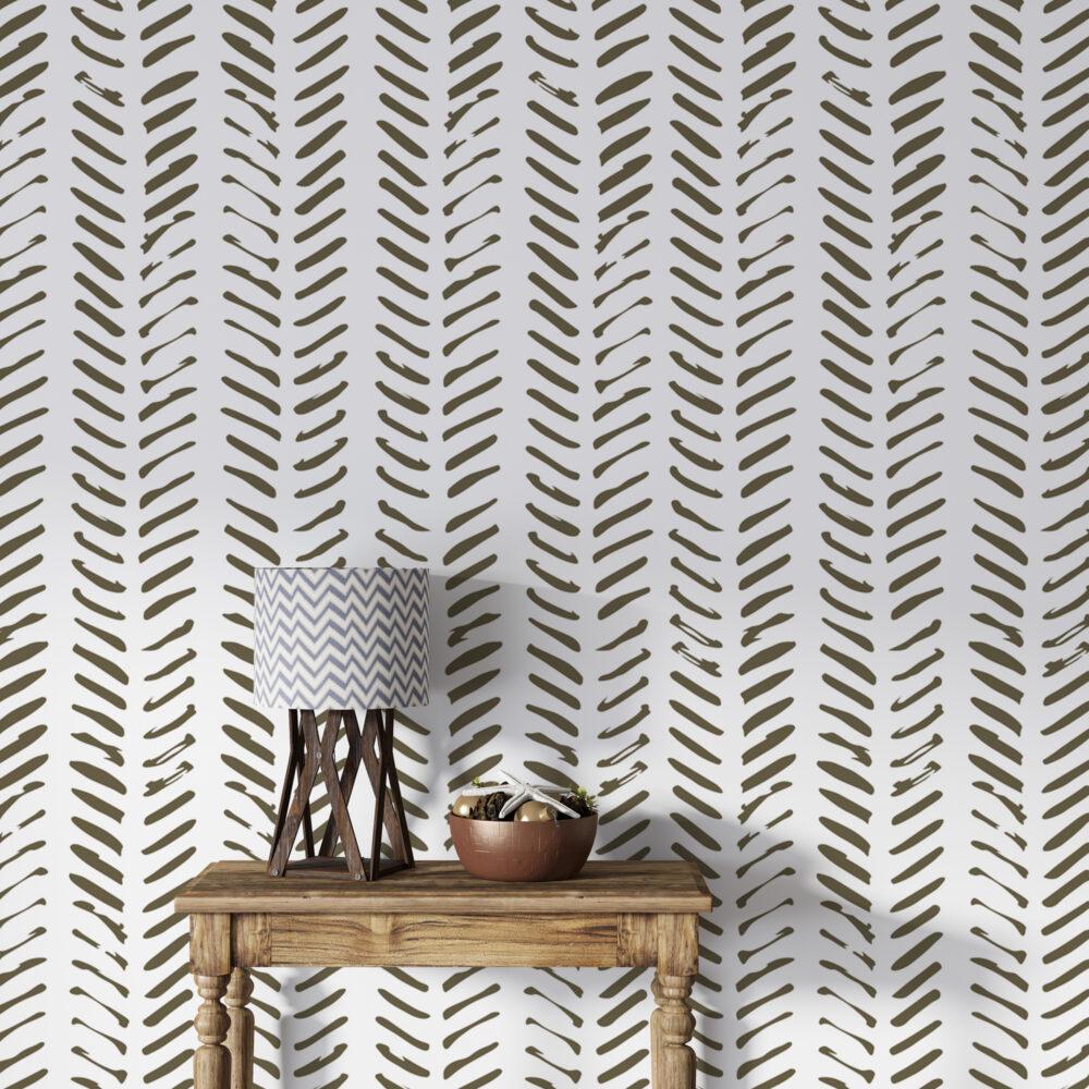 Short Dashed Lines Pattern Wallpaper In Brown Khaki Tones, Peel and Stick Wallpaper, Modern Wallpaper, Abstract Pattern Wallpaper