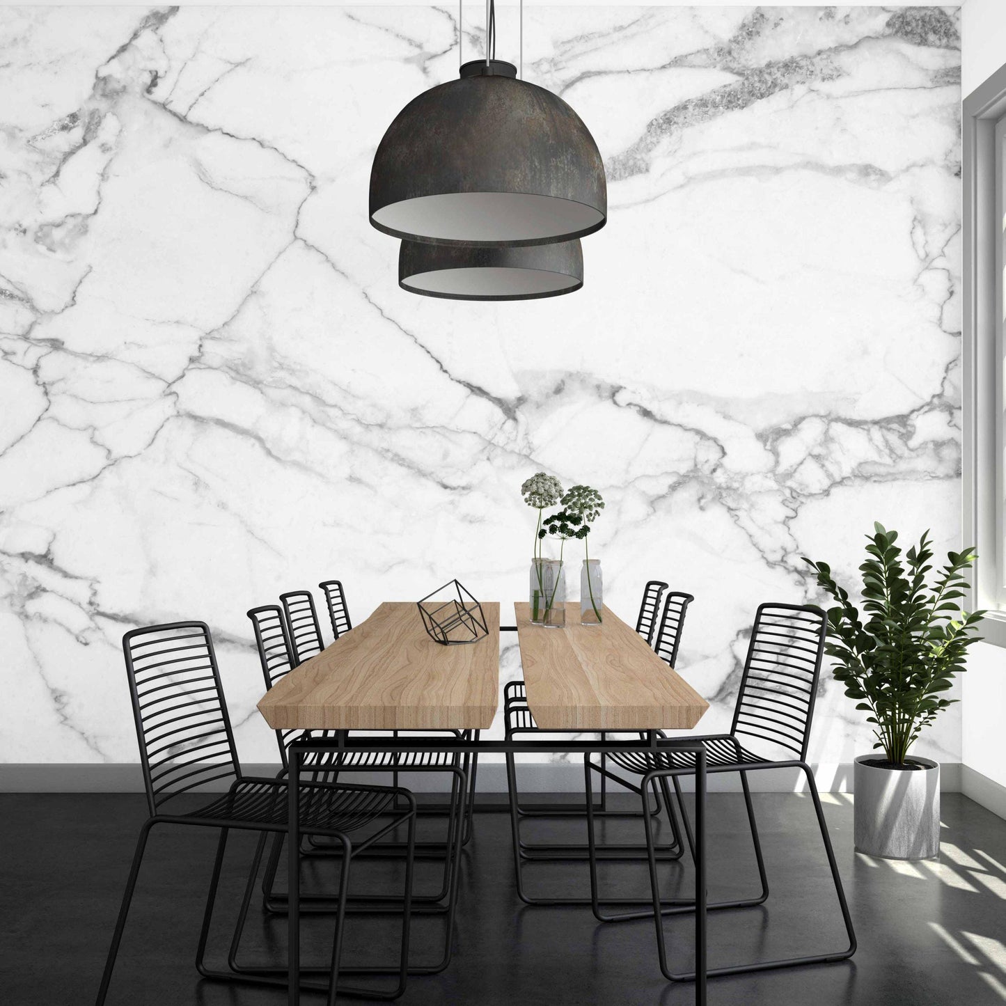 White Gray Carrara Marble Patterned Wallpaper, Design Abstract Peel and Stick Wallpaper, Modern Natural Looking Marble Wallpaper