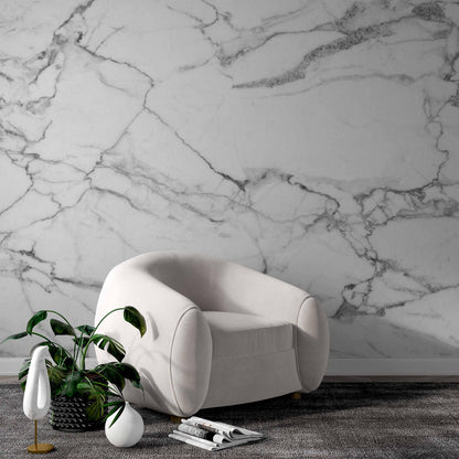 White Gray Carrara Marble Patterned Wallpaper, Design Abstract Peel and Stick Wallpaper, Modern Natural Looking Marble Wallpaper