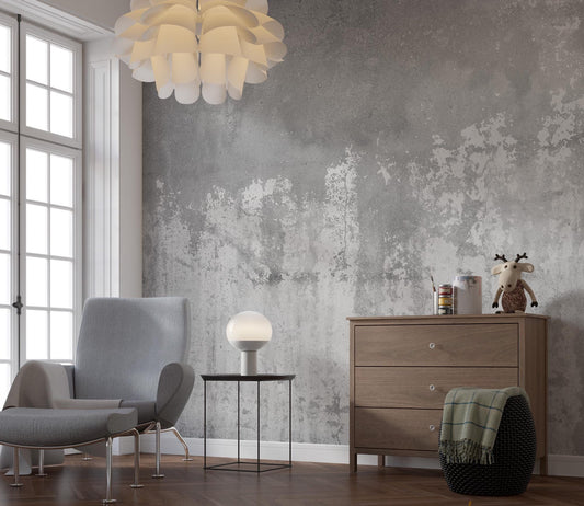 Antique Wallpaper in Exposed Concrete Appearance, Painting Effect Wallpaper, Dark Wallpaper, Modern Mural, Gray Concrete Wallpaper