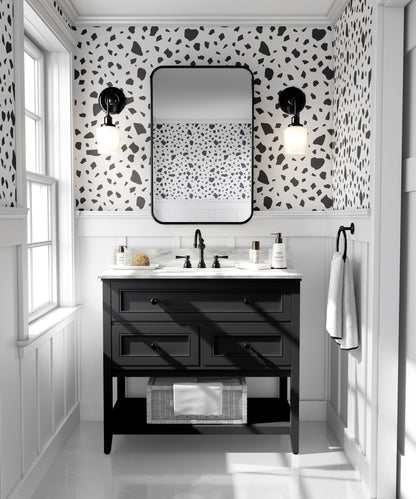 Dark Gray Block Pattern Wallpaper, Minimalist Terrazzo Black & White 3D Kids Wallpaper, Line Art Pattern Wallpaper Nursery, Baby Wallpaper