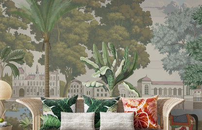 Palace Garden And Mansions Wallpaper, Bohemian Wallpaper, Vintage City Wallpaper, Historical Buildings Wallpaper, Nostalgic Horses Wallpaper