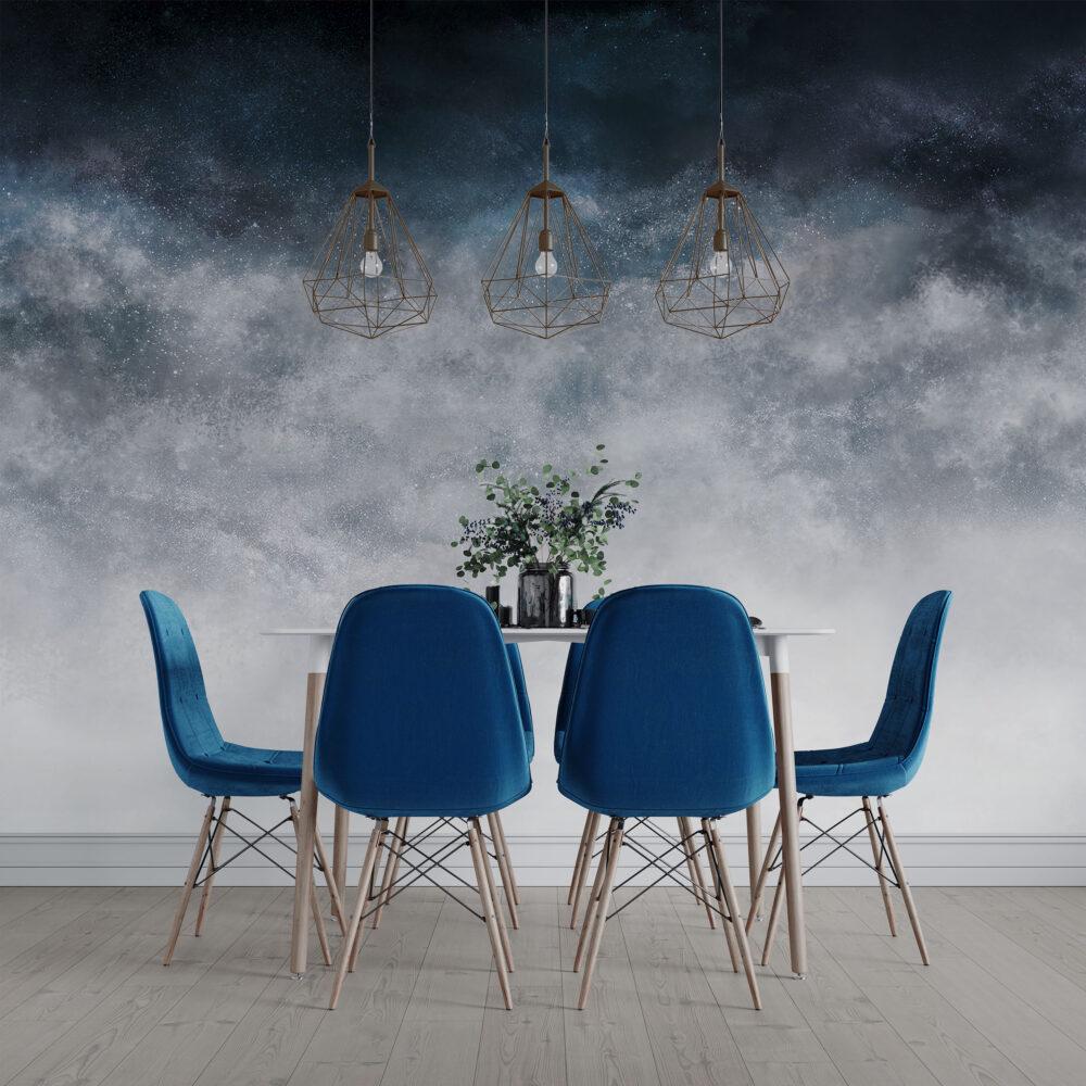 Concrete Appearance Wallpaper in Dark Blue Tones, Painting Effect Wallpaper, Dark Wallpaper, Modern Mural, Navy Blue Concrete Wallpaper