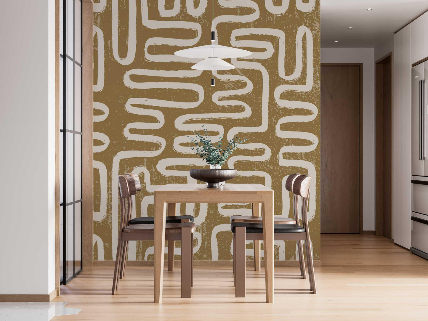 Zigzag Patterns on Green Background Wallpaper, Peel and Stick Wallpaper, Stylish Room Design, Modern Wallpaper, Abstract Pattern Wallpaper