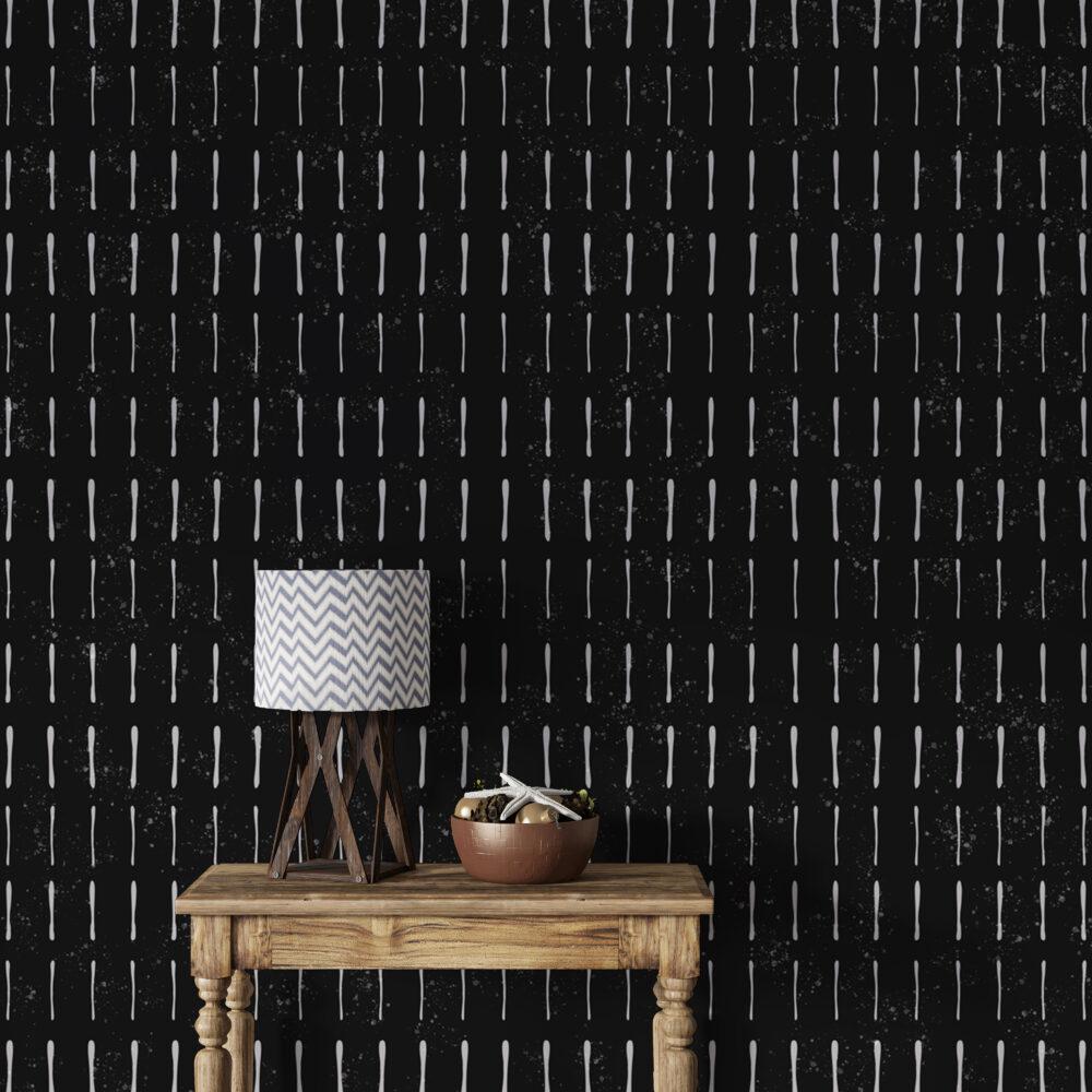 White Stripes Pattern Wallpaper on Black Background, Peel and Stick Wallpaper, Stylish Room Design, Modern Abstract Pattern Wallpaper