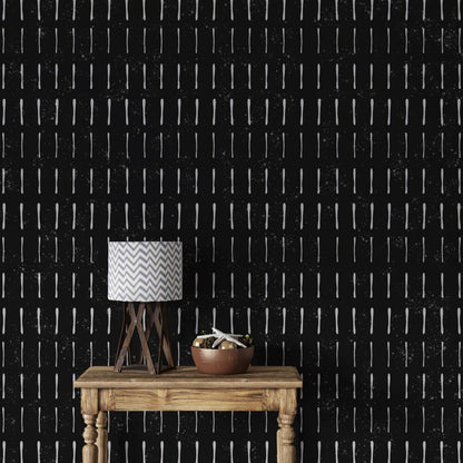 White Stripes Pattern Wallpaper on Black Background, Peel and Stick Wallpaper, Stylish Room Design, Modern Abstract Pattern Wallpaper