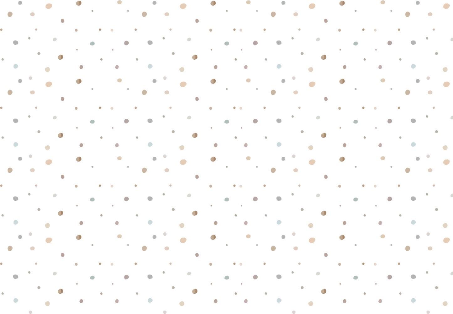 Children's Wallpaper with Colorful Polka Dot Pattern on a White Background, Child Wallpaper, Bright Wallpaper Nursery, Baby Room Wallpaper
