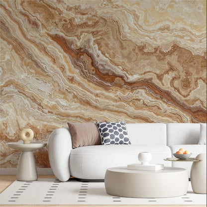 Marble Patterned Wallpaper in Beige Tones, Abstract Peel and Stick Wallpaper, Stylish Room Design, Modern Pattern Wallpaper, Cool Mural