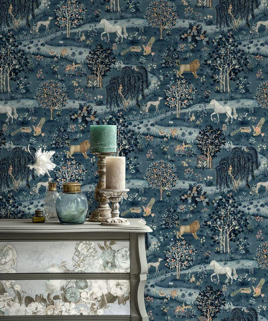 William Morris Wallpaper, Vintage Nature Wallpaper, Romantic Wall Mural, Peel and Stick Wallpaper, Horses Drawing Wallpaper, Art Wallpaper