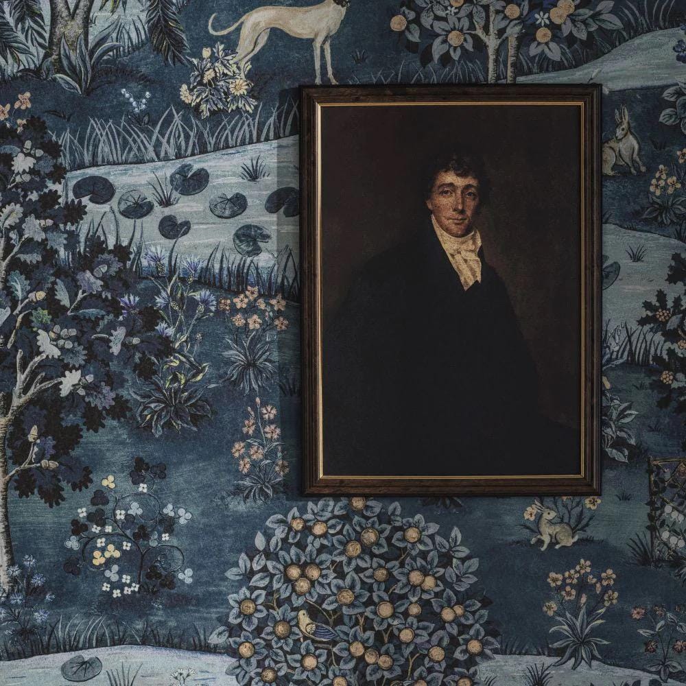 William Morris Wallpaper, Vintage Nature Wallpaper, Romantic Wall Mural, Peel and Stick Wallpaper, Horses Drawing Wallpaper, Art Wallpaper