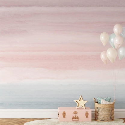 Watercolor Transitions Pink Wallpaper, Baby Girl Wallpaper, Sky Wall Poster, Pink Cloud Background Baby Room Wallpaper, Wallpaper Nursery
