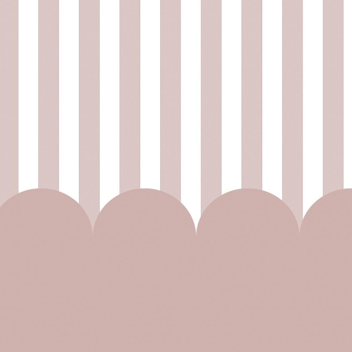 Ruffles and Stripes Wallpaper in Pink, Watercolor Kid Mural, Watercolor brush Wallpaper Nursery, School  Wallpaper, Pink Baby Room Wallpaper
