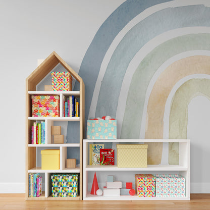 Rainbow Wallpaper in Shades of Blue, Wallpaper Nursery in Soft Color, Child Wallpaper, Peel and Stick Kids Wallpaper, Baby Boy Wallpaper
