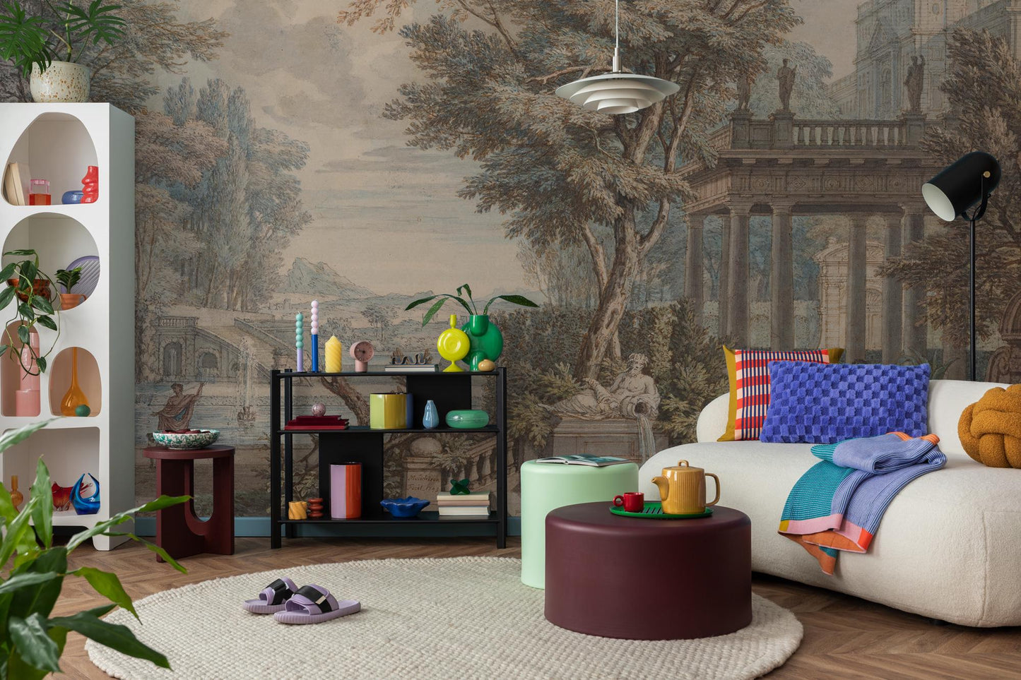 Ancient Rome Secret Garden Wallpaper, Bohemian Peel and Stick Wallpaper, Antique Wallpaper, Nostalgic Wallpaper, Drawwing Wallpaper