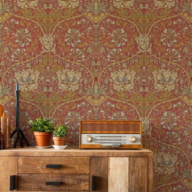 William Morris Papyrus Wallpaper, Vintage Nature Wallpaper, Romantic Wall Mural, Peel and Stick Wallpaper, Drawing Art Wallpaper