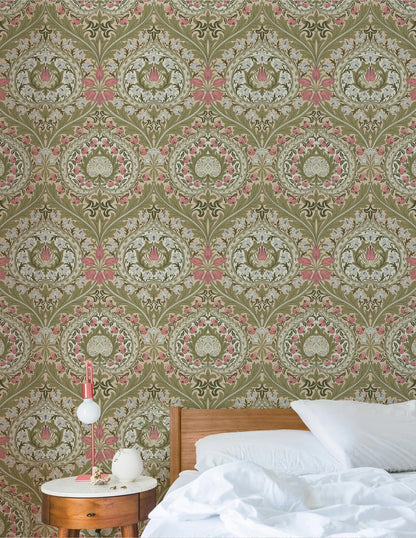 William Morris Light Green Eden Heart Wall Mural