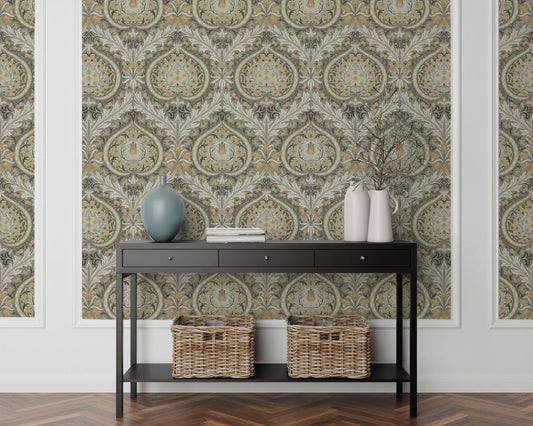 William Morris Ecru Green Eden Heart Wallpaper, Vintage Nature Wallpaper, Romantic Wall Mural, Peel and Stick Wallpaper, Art Wallpaper