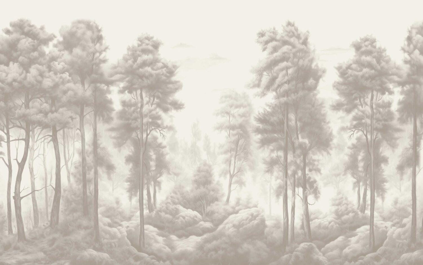 Grey Beech Forest Wallpaper, Bohemian Peel and Stick Wallpaper, Nature Wallpaper, Nostalgic Wallpaper, Drawwing Wallpaper, Trees Wallpaper