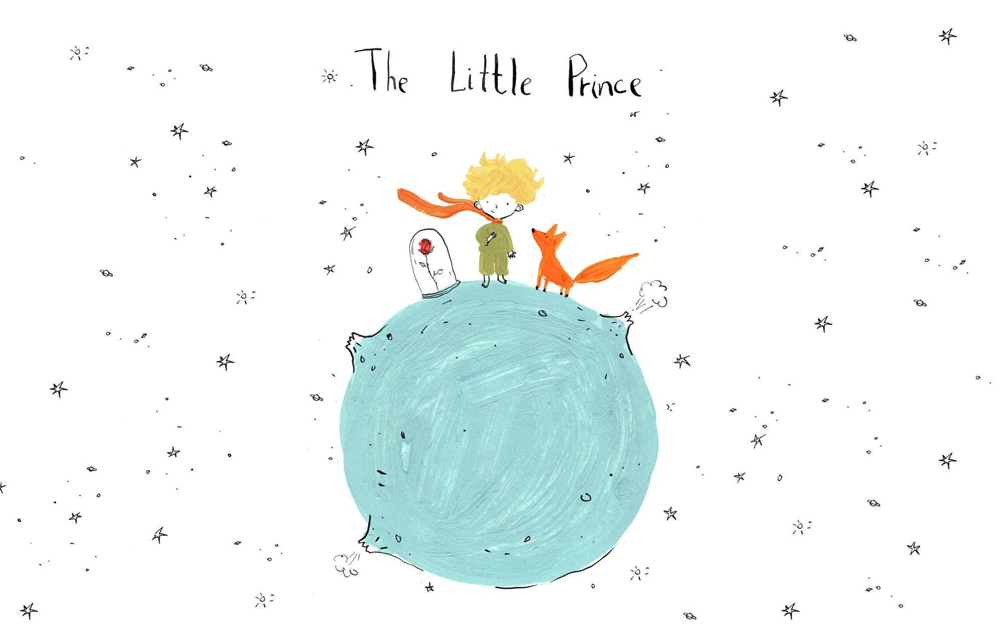 The Little Prince Wallpaper for Kidsroom, İllustration Wallpaper Nursery , Children's Tale Wallpaper , Fun Baby Wallpaper, Art Kid Wallpaper