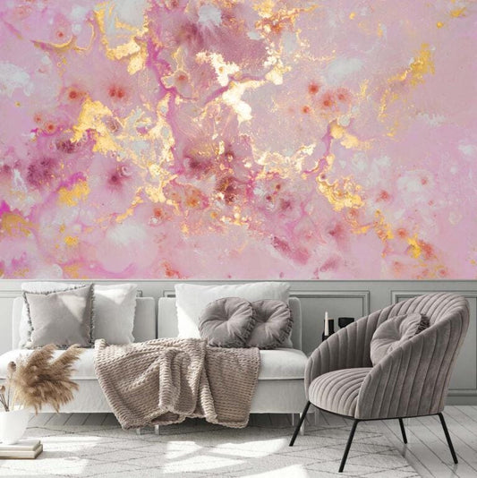 Rose Gold Look Modern Wallpaper, Abstract Peel & Stick Wallpaper, Stylish Room Design, Modern Marble Wallpaper, Luxury Pink Wallpaper