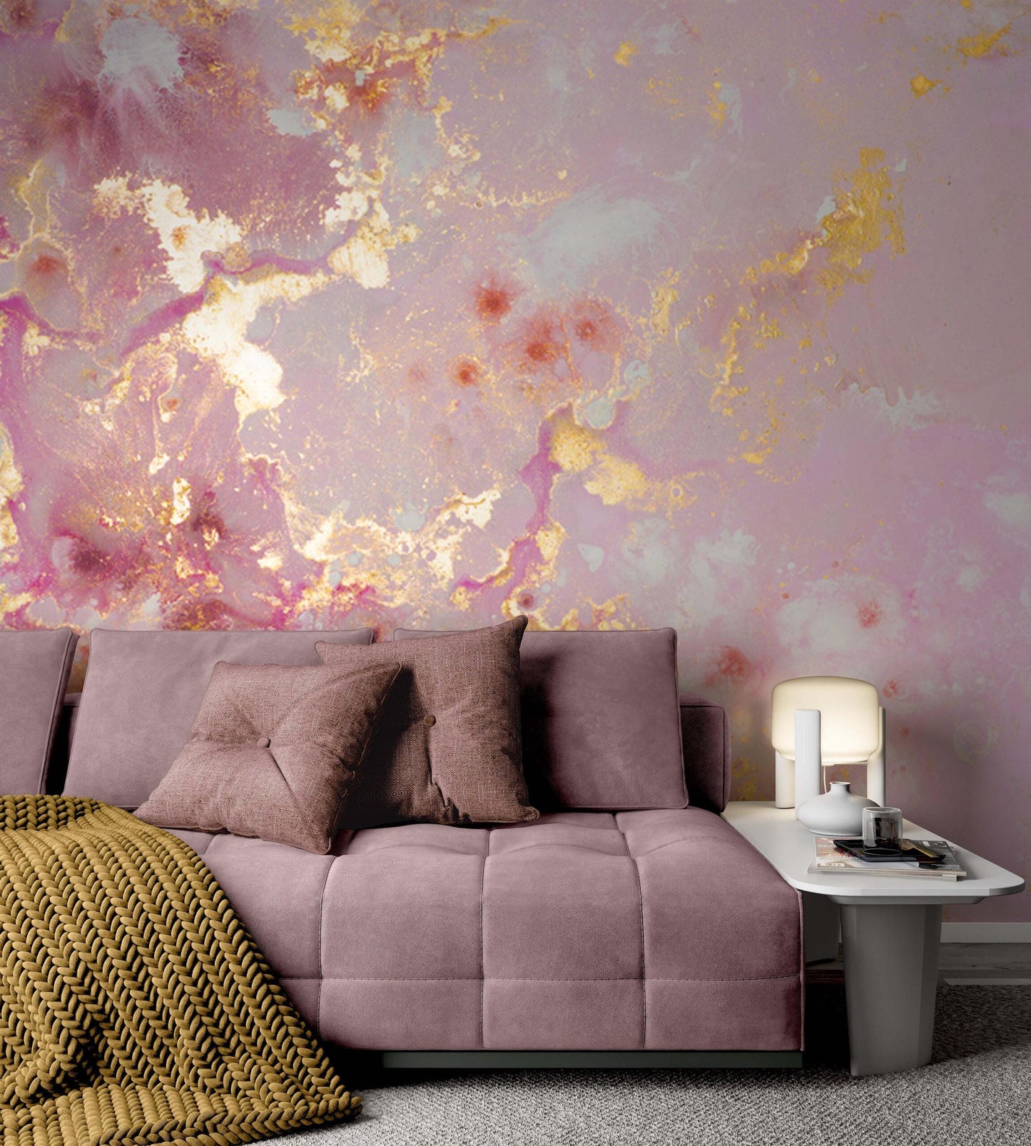 Rose Gold Look Modern Wallpaper, Abstract Peel & Stick Wallpaper, Stylish Room Design, Modern Marble Wallpaper, Luxury Pink Wallpaper
