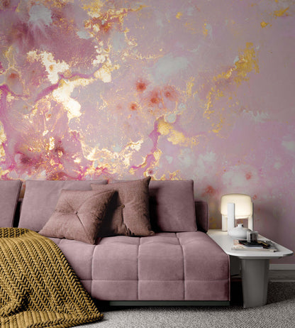 Rose Gold Look Modern Wallpaper, Abstract Peel & Stick Wallpaper, Stylish Room Design, Modern Marble Wallpaper, Luxury Pink Wallpaper