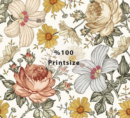 Daisy Rose Hibiscus Flowers Wallpaper, Floral Wallpaper, Colourful Romantic Wall Mural, Peel and Stick Wallpaper, Spring Themed Wallpaper