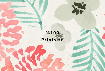 Watercolor Pink Green Gray Modern Flowers Wallpaper, Floral Wallpaper, Colourful Romantic Mural, Peel and Stick Wallpaper, Spring Wallpaper