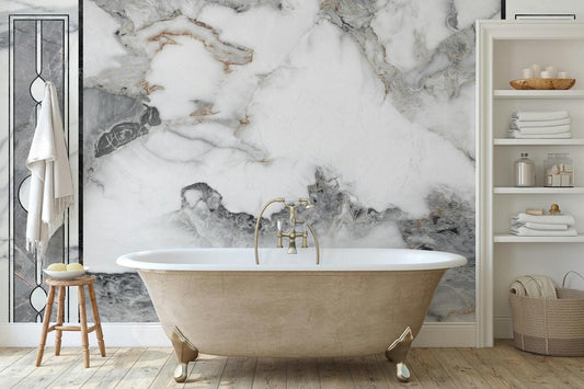 Marble Pattern Wallpaper Black and White, Design Peel and Stick Wallpaper, Modern Natural Looking Marble Wallpaper, Bathroom Wallpaper