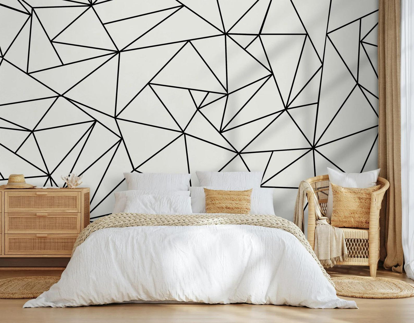 Black and White Mixed Lines Wallpaper, Peel and Stick Wallpaper, Stylish Room Design, Modern Wallpaper, Bathroom Laundry Abstract Wallpaper