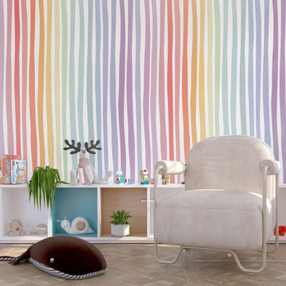 Cartoon Rainbow children pattern wallpaper, Fun Kid Mural Illustration Wallpaper Nursery, Art Child Wallpaper, Peel and Stick Baby Wallpaper