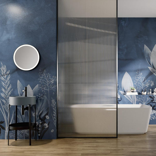 Blue Floral Wallpaper, Tual Wallpaper, Nature Mural, Painting Wallpaper, Peel and Stick Wallpaper,  Blue Wallpaper, Bathroom Wallpaper