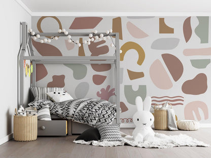Colorful Large Soft-Edged Abstract Pattern Kid Wallpaper, Fun Kid Mural, Illustration Wallpaper Nursery, Art Child Wallpaper, Baby Wallpaper