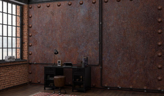 Spotted Rusty Iron Wallpaper, Drawwing Wallpaper, Dark Wallpaper, Modern Mural, Peel and Stick Wallpaper, Textured Wallpaper, Wall Design