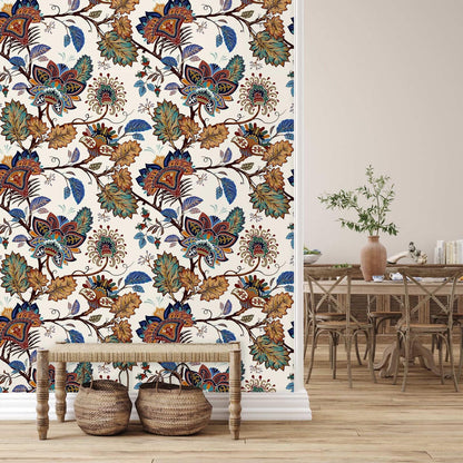 Vintage Paisley Wallpaper, Traditional Pattern Luxury Wallpaper, Oriental  Flowers Wallpaper, Floral Wallpaper, Romantic Drawing Mural