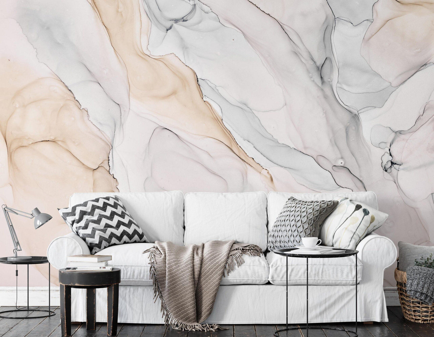 Colourful Ink Effect Marble Pattern Wallpaper, Peel and Stick Wallpaper, Stylish Room Design, Modern Wallpaper, Abstract Wall Poster