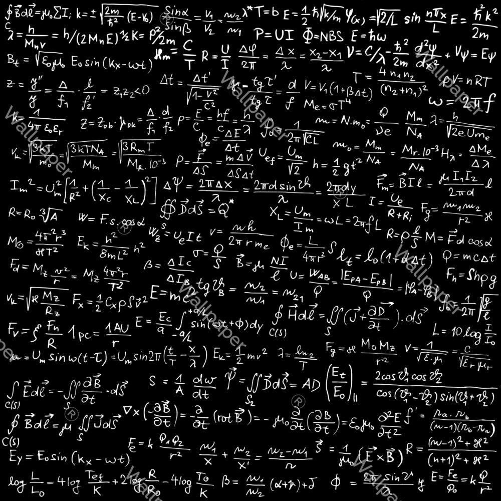 Math Formulas on Chalkboard Wallpaper, School Wallpaper, Tutorial Wallpaper, Black & White Wallpaper, Handwriting for Math Lovers Wallpaper